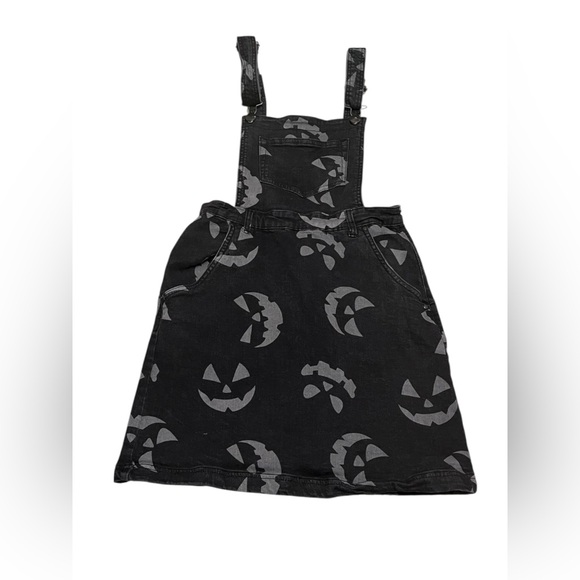 Hell Bunny Overall Skirt Womens Black Halloween Jackolantern Goth Spooky Size M - Picture 5 of 12